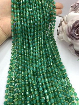 Green Agate Lucky Ball 6mm 38cm Long Chain