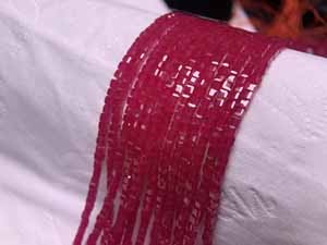 High-quality red corundum sugar cube (2-3mm+) semi-finished long chain 39cm.