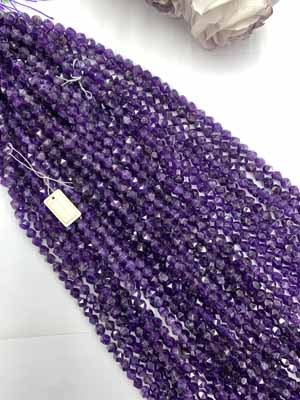Amethyst Faceted Cut 8mm 38cm Long Chain