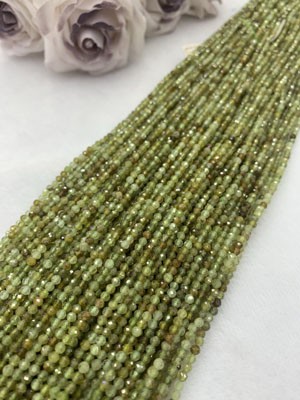 Green Garnet Small Faceted Long Chain 38cm