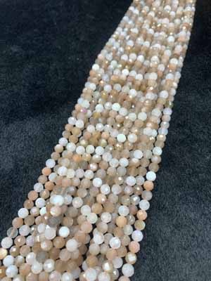 Colorful moonstone faceted 6mm semi-finished long chain 38cm