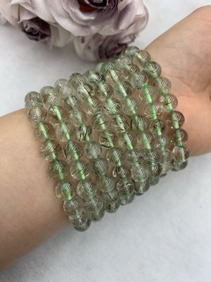 Green Rutilated Quartz 6mm–8mm Bracelet