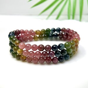 老矿半透浓郁碧玺多圈6mm