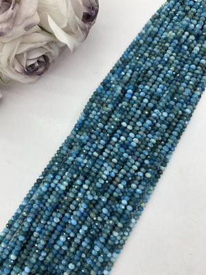 Blue Apatite Abacus Beads 2×3mm & 3×4mm, Long Chain 38cm