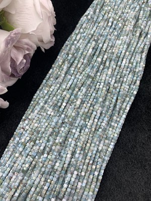 Larimar Cube Sugar 3×3mm Long Chain 38cm
