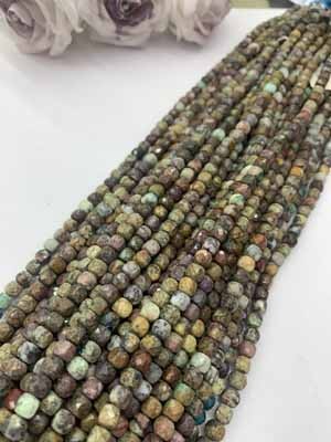Turquoise Sugar Cube Beads 6×6mm Long Chain 38cm