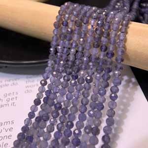 High-quality iolite semi-finished (3.7mm) long chain 39cm.