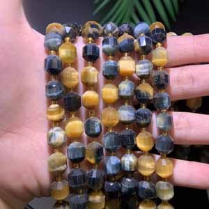 Colorful phantom tiger eye lulutong (8mm) semi-finished 39cm long chain.
