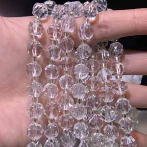 White crystal non-faceted cut semi-finished (10mm) long chain 39cm