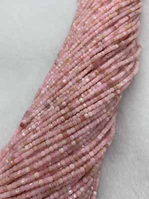 Pink opal sugar cube 2x2mm, long chain 38cm.
