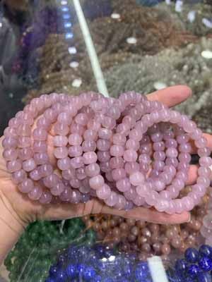Purple Madagascar Rose Quartz Old Beads 6–8mm Bracelet