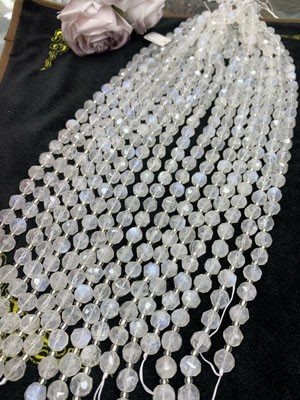 Blue Moonstone Matte Beads 10mm, Long Chain 38cm