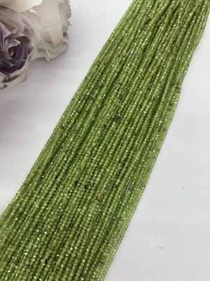 Peridot abacus beads 2x3mm, long chain 38cm.