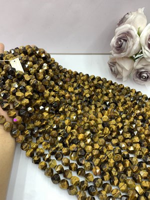 Yellow Tiger Eye Faceted Long Chain 38cm