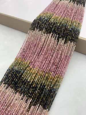 Tourmaline gradient small faceted 2mm, long chain 38cm