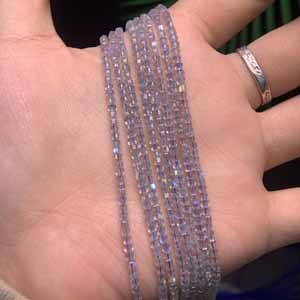High-quality gray moonstone sugar cube flash stone (2.5x2.5mm) semi-finished long chain 39cm.