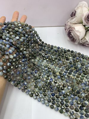 Blue Kyanite Lucky Bead 8mm, Long Chain 38cm