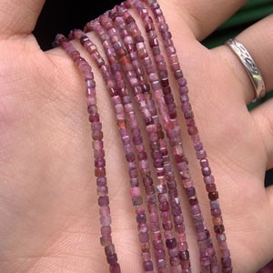Angled Cube Pink Tourmaline (2mm+), Semi-Finished Long Chain, 39cm