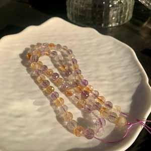 Ametrine Faceted Ball Beads (6×6mm) Semi-Finished Long Chain, 39cm