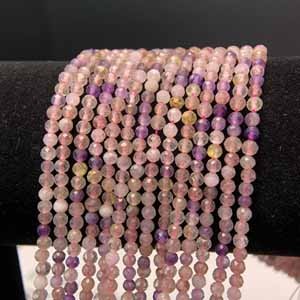 Super Seven strawberry quartz diamond cut (size: 2-3mm) semi-finished long chain 39cm.
