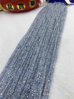 Aquamarine sugar cube 2x2mm, long chain 38cm.