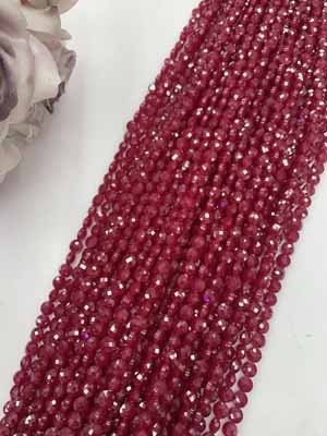 Red Corundum Round Slice Cut (6mm), 38cm Long Chain