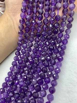 Amethyst 128 Faceted Cut 7mm Semi-Finished Long Chain 38cm