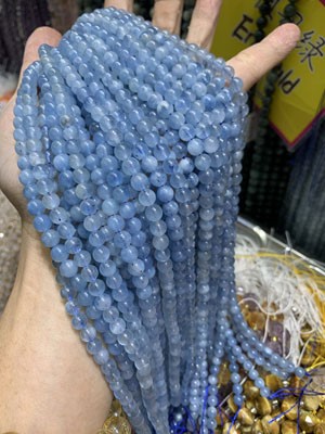 Devil Aquamarine 6mm ¥55 per piece, Semi-Finished Long Strand 38cm