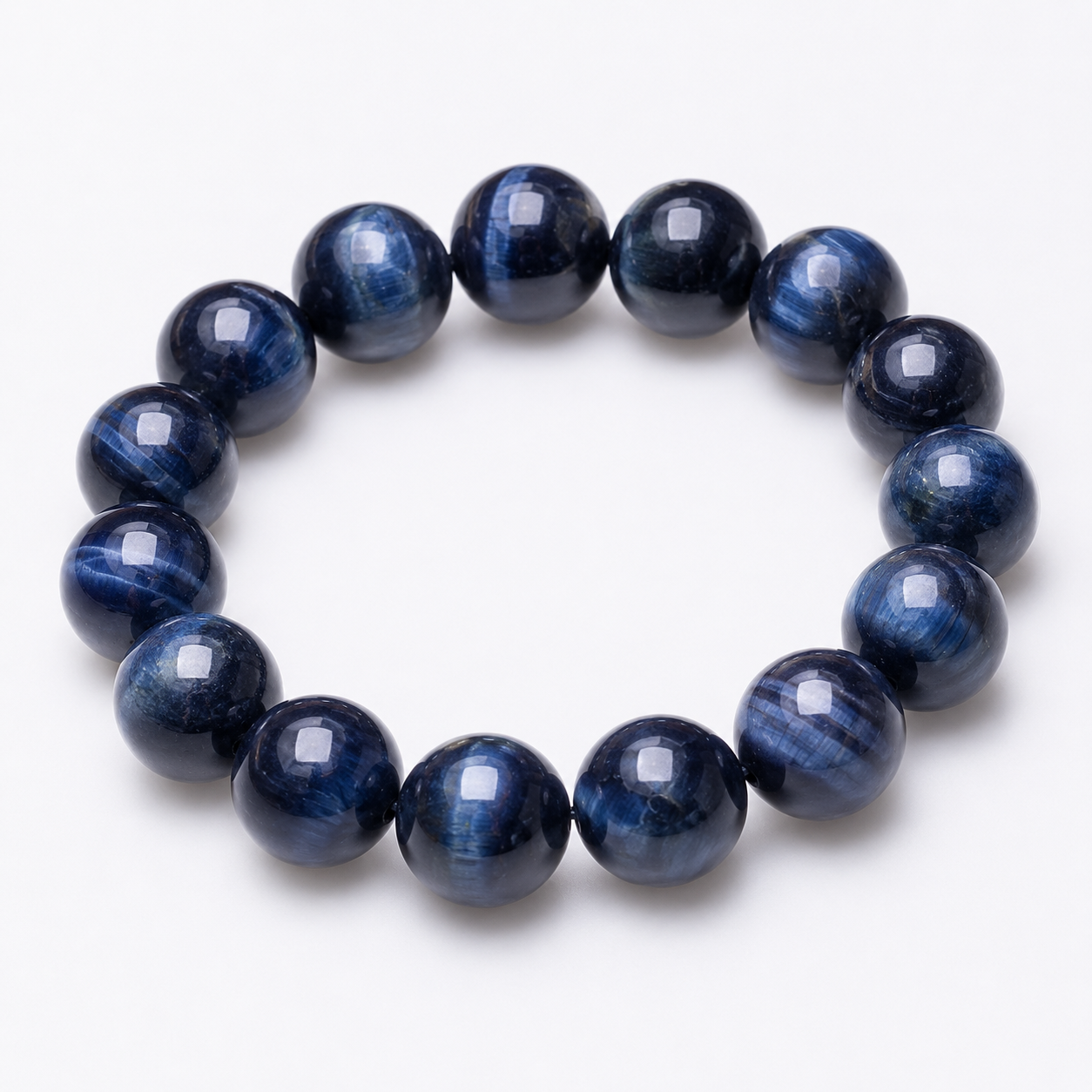 Blue Tiger Eye with Cat's Eye Effect (14mm) Single Loop Bracelet