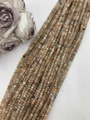 Colorful moonstone abacus beads 4x6mm, long chain 38cm