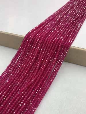 Red Corundum Faceted Abacus Beads (1×2mm, 2×3mm, 3×4mm, 3×5mm, 4×6mm), 38cm Long Chain