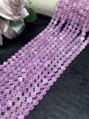 Glass-bodied cat's eye Kunzite 8mm long chain, semi-finished 38cm