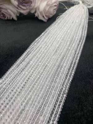 Grade B Crystal Abacus Beads 2×3mm & 3×4mm, 38cm Long Chain