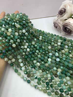 Green Striped Agate Lulutong Beads 10mm, 38cm Long Chain