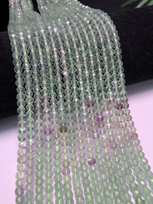 Gradient Fluorite Abacus Beads (3×4mm), Semi-Finished Long Chain, 39cm