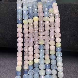 Aquamarine gradient (4x4mm) semi-finished long chain.