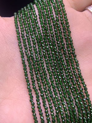 Green Sandstone Faceted Beads Semi-Finished Long Chain (Size: 2-3-4mm)