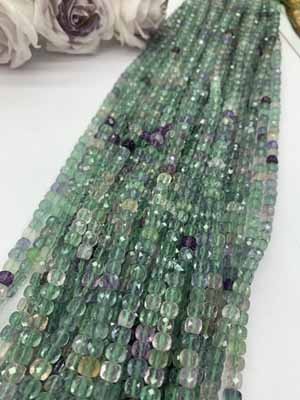 Fluorite Cube Beads 6×6mm Long Chain, 38cm