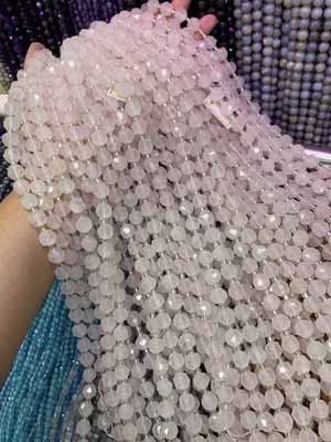 Grapefruit Pink Frosted Beads 10mm, 38cm Long Chain