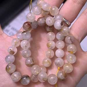 Purcotton Yellow Hematoid Quartz Long Beaded Necklace (8mm), Length 39cm