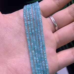 High-quality amazonite sugar cube (2mm+) semi-finished long chain 39cm.