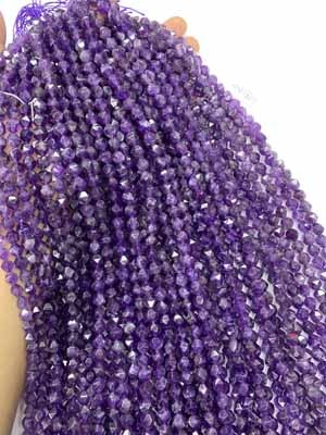 Amethyst Faceted Cut 8mm 38cm Long Chain