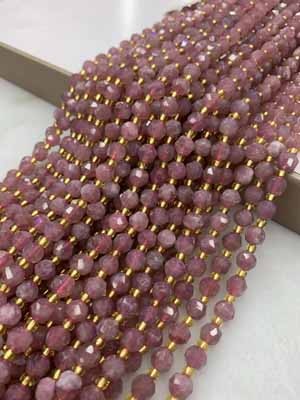 Purple Madagascar Rose Quartz Irregular Beads (each bead approx. 7–8mm) Long Chain 38cm