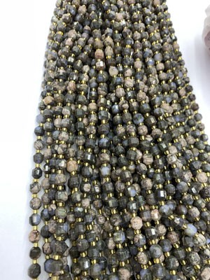 Blue Color Stone Lucky Bead 6mm, Long Chain 38cm