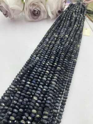 Blue Tiger Eye Abacus Bead 4×6mm, Long Chain 38cm