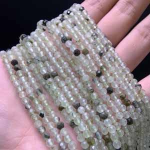 Prehnite Diamond-Cut Long Strand (4-6mm) Semi-Finished, 39cm