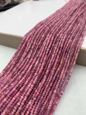 Pink tourmaline abacus beads 2x3mm, 3x4mm, long chain 38cm.