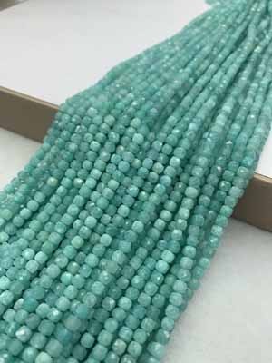 Amazonite Square Beads 4×4mm, Long Chain 38cm