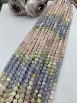 Morganite Gradient 6mm Faceted Long Strand 38cm