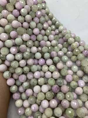 Purple-Green Kunzite 128 Facet 12mm, Semi-Finished Long Chain 38cm